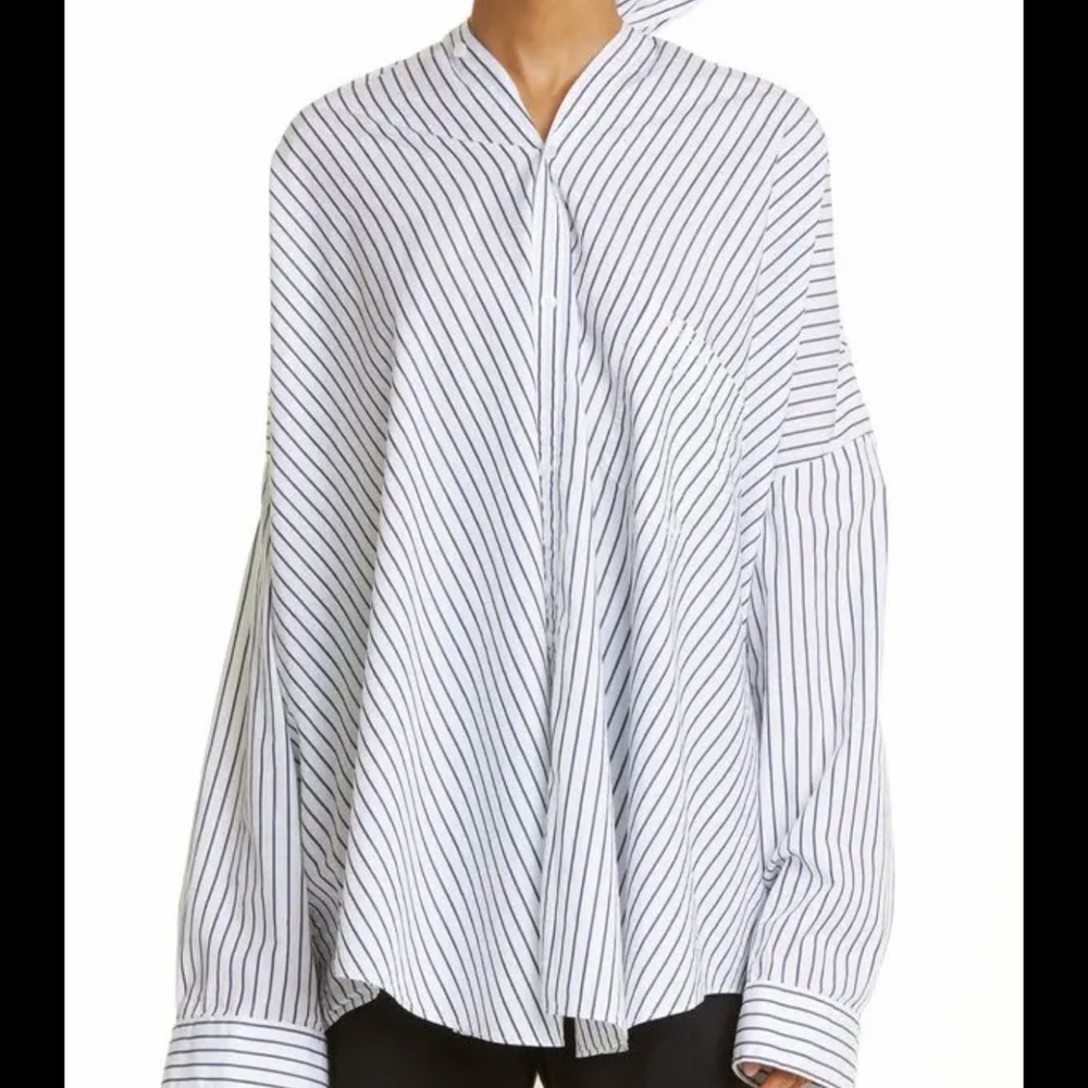 Balenciaga Cutout Cotton Poplin Blouse